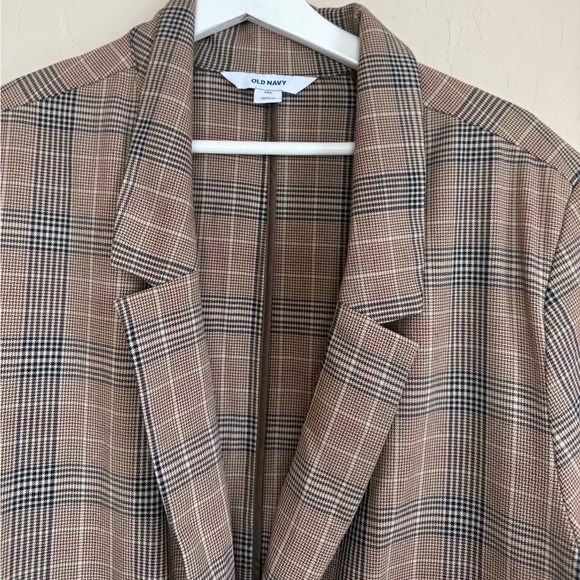 Old Navy Plaid Relaxed Blazer Suit Jacket Plus Size XXL Brown Neutral Academia - Picture 5 of 9